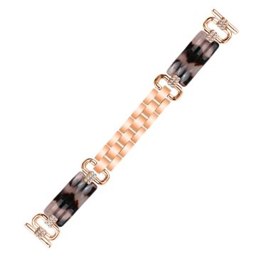 LG Watch Sport Resin Watch Strap Rhinestone Decor Stylish Bracelet Wrist Band - Rose Gold / Brown+Pink