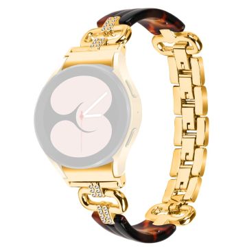 Samsung Galaxy Watch6 20mm Resin and Stainless Steel Strap Replacement Band - Gold / Tortoiseshell