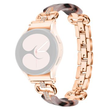 Samsung Galaxy Watch6 20mm Resin and Stainless Steel Strap Replacement Band - Rose Gold / Brown+Pink