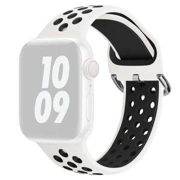 KALEBOL Apple Watch Series 41mm - 40mm - 38mm Universal Soft Silicone Band - White+Black