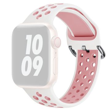 KALEBOL Apple Watch Series 41mm - 40mm - 38mm Universal Soft Silicone Band - White+Pink