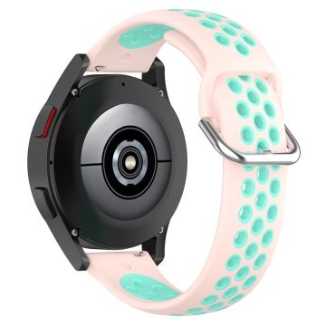 KALEBOL KLB-SSGJ-001 Samsung Galaxy Watch6 Classic 47mm 43mm Silicone Watch Band 20mm Dual Color - Light Pink+Teal Green