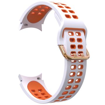 KALEBOL KLB-SSGJ-001 Samsung Galaxy Watch4 / Watch 5 / Watch6 Silicone Watch Band Soft Strap - White+Orange