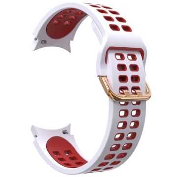 KALEBOL KLB-SSGJ-001 Samsung Galaxy Watch4 / Watch 5 / Watch6 Silicone Watch Band Soft Strap - White+Red