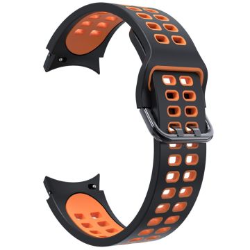 KALEBOL KLB-SSGJ-001 Samsung Galaxy Watch4 / Watch 5 / Watch6 Silicone Watch Band Soft Strap - Black+Orange