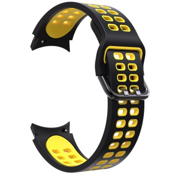 KALEBOL KLB-SSGJ-001 Samsung Galaxy Watch4 / Watch 5 / Watch6 Silicone Watch Band Soft Strap - Black+Yellow