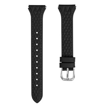 LG Watch Sport Replacement Band Rhombus Imprinted Genuine Cow Leather Watch Strap - Black