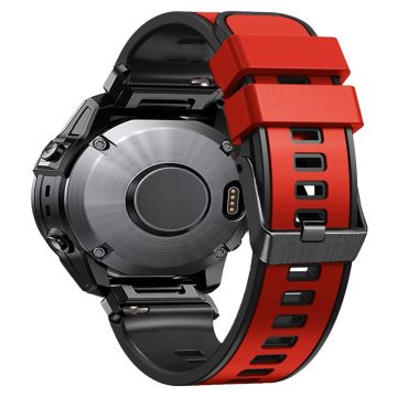 KALEBOL KLB-SSGJ-001 Garmin Fenix 7X / 7X Pro Silicone Watch Band 26mm Strap Dual Color - Red+Black