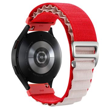 KALEBOL KLB-GSNL-001 Huawei Watch GT 4 41mm / Garmin Venu 3S 18mm Watch Strap Adjustable Nylon Loop Band - Red+White