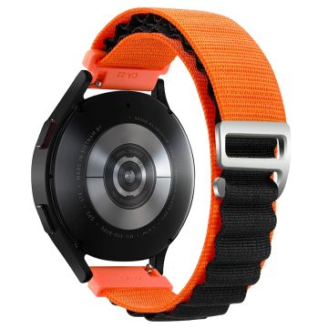 KALEBOL KLB-GSNL-001 Samsung Galaxy Watch6 / Watch6 Classic Nylon Watch Band 20mm Wrist Strap - Orange+Black