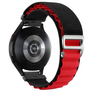 KALEBOL KLB-GSNL-001 Samsung Galaxy Watch6 / Watch6 Classic Nylon Watch Band 20mm Wrist Strap - Black+Red