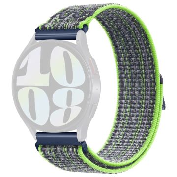 KALEBOL KLB-NLHH-002 Samsung Galaxy Watch6 / Watch6 Classic 20mm Watch Band Nylon Loop Strap - Bright Green+Blue