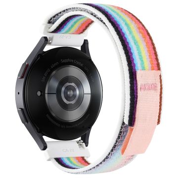 KALEBOL KLB-YJNLHH-001 Samsung Galaxy Watch6 / Watch6 Classic Nylon Straps 20mm Watch Band Loop Fastener - White Rainbow