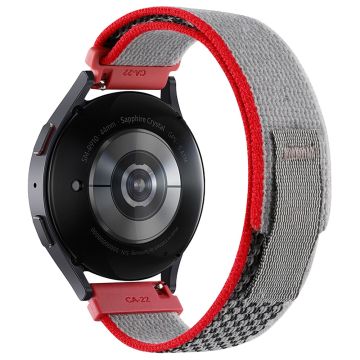 KALEBOL KLB-YJNLHH-001 Samsung Galaxy Watch6 / Watch6 Classic Nylon Straps 20mm Watch Band Loop Fastener - Red+Grey