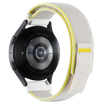 KALEBOL KLB-YJNLHH-001 Samsung Galaxy Watch6 / Watch6 Classic Nylon Straps 20mm Watch Band Loop Fastener - Yellow+Beige