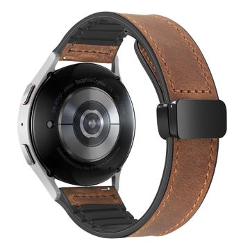 Samsung Gear Sport / Huawei Watch GT 3 42mm Magnetic Genuine Cow Leather Watch Band, 20mm - Brown