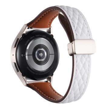 Samsung Galaxy Watch6 Classic / Watch6 Watch Strap 20mm Folding Buckle Genuine Cow Leather Band - White