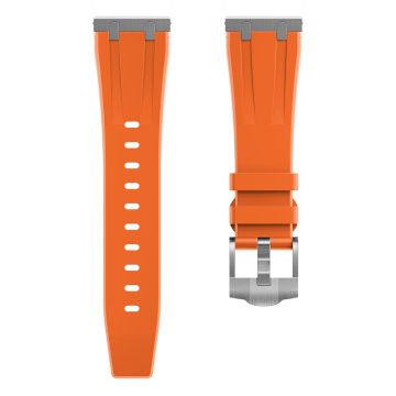 Samsung Galaxy Watch3 45mm / Gear S3 Classic / Huawei Watch GT 4 46mm Silicone Watch Band 22mm Wrist Strap - Silver / Orange