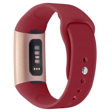 Fitbit Charge 3 / 4 Replacement Strap Solid Color Silicone Watch Bracelet - L / Red