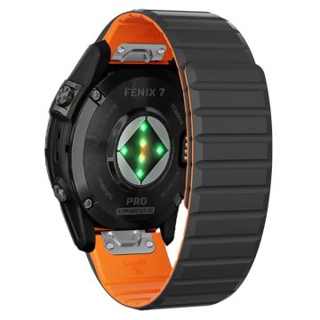 Garmin Fenix 5 / 5X / 6X / 7X Replacement Strap 26mm Dual Color Silicone Smart Watchband - Black / Orange