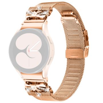 Samsung Galaxy Watch4 / 5 40 / 44 / 45MM Electroplating Milanese Watch Strap Stainless Steel Band - Rose Gold