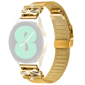 20mm Butterfly Milanese Band Samsung Galaxy Watch4 / Watch4 Classic / Watch4 Active / Watch 5 / Watch 5 Pro / Watch 5 Active Replace Strap - Gold