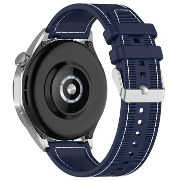 Samsung Galaxy Watch3 45mm / Huawei Watch GT 4 46mm Watch Strap 22mm Silicone and Nylon Wrist Band - Midnight Blue