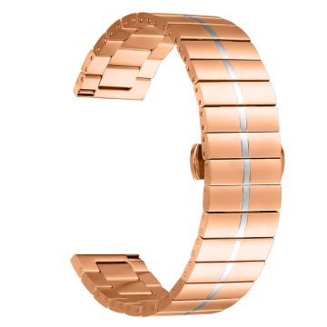 Fitbit Versa / Versa Lite / Versa 2 Line Splicing Stainless Steel Watch Strap Butterfly Buckle Band - Splicing Rose Gold