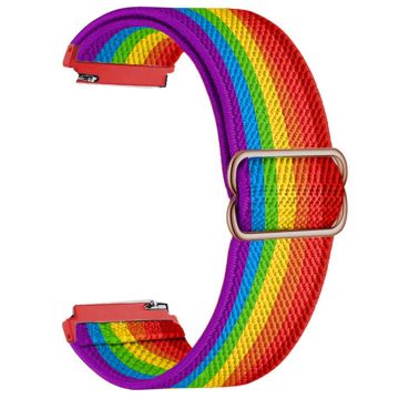 For Samsung Galaxy Watch3 45mm / Huawei Watch GT 4 46mm Nylon Watch Band 22mm Replacement Strap - Rainbow