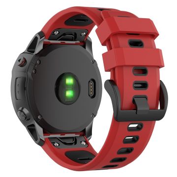 KALEBOL KLB-SSPWGJ-001 For Garmin Fenix 7X / 7X Pro / QuickFit Watchband 26mm Silicone Watch Strap - Red / Black