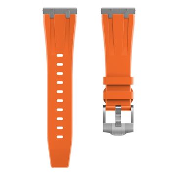 KALEBOL KLB-YTGJ-001 for Samsung Galaxy Watch3 45mm / Huawei Watch Ultimate / Watch GT 3 SE Liquid Silicone Watch Band - Silver+Orange