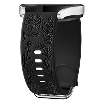 For Garmin Vivomove 3 / Forerunner 645 / Samsung Gear S2 Classic Universal 20mm Carving Flower Silicone Watch Strap - Black