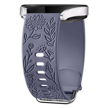 For Garmin Vivomove 3 / Forerunner 645 / Samsung Gear S2 Classic Universal 20mm Carving Flower Silicone Watch Strap - Blue Grey