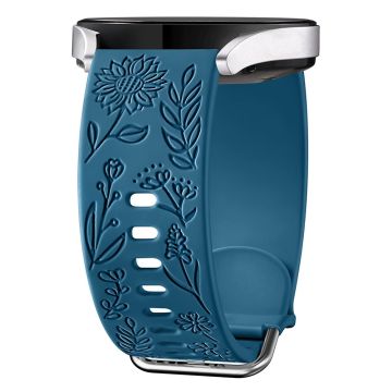 For Garmin Vivomove 3 / Forerunner 645 / Samsung Gear S2 Classic Universal 20mm Carving Flower Silicone Watch Strap - Green Blue