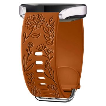 For Garmin Vivomove 3 / Forerunner 645 / Samsung Gear S2 Classic Universal 20mm Carving Flower Silicone Watch Strap - Brown