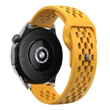 For Garmin vivoactive 5 / Venu 2 Plus Silicone Watch Band 20mm Hollow Adjustable Strap - Dark Yellow