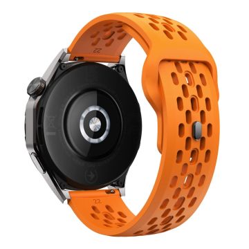 For Garmin vivoactive 5 / Venu 2 Plus Silicone Watch Band 20mm Hollow Adjustable Strap - Orange