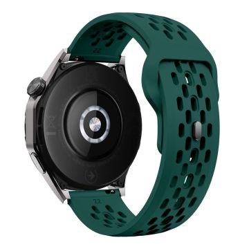 For Garmin vivoactive 5 / Venu 2 Plus Silicone Watch Band 20mm Hollow Adjustable Strap - Blackish Green