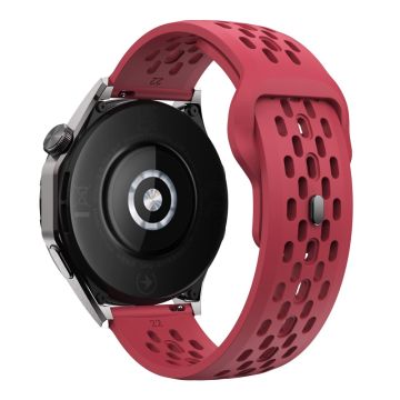 For Garmin vivoactive 5 / Venu 2 Plus Silicone Watch Band 20mm Hollow Adjustable Strap - Red