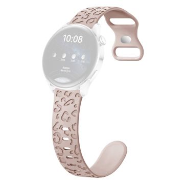 Samsung Galaxy Watch6 Classic 47mm / 43mm / Garmin Venu Sq 2 20mm Silicone Watch Band Leopard Printed - Pink