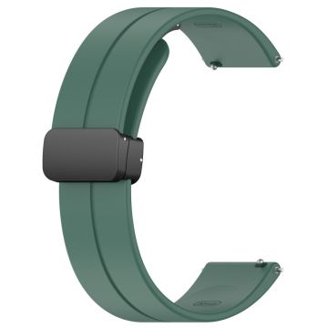 Huawei / Samsung Universal 22mm Smartwatch Strap Magnetic Folding Buckle Silicone Band - Dark Green