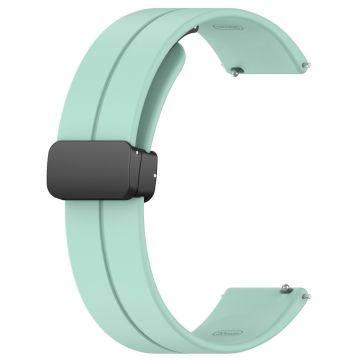 Huawei / Samsung Universal 22mm Smartwatch Strap Magnetic Folding Buckle Silicone Band - Teal Green