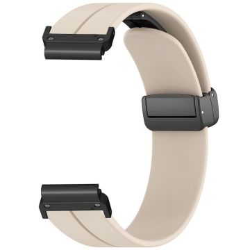 Coros Vertix 2 / Garmin Fenix 7X / 6X / 5X 26mm Watch Band Magnetic Buckle Silicone Strap - Vintage White