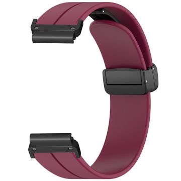 Coros Vertix 2 / Garmin Fenix 7X / 6X / 5X 26mm Watch Band Magnetic Buckle Silicone Strap - Wine Red