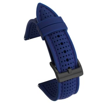 Huawei Watch GT 3 42mm / GT 3 Pro 43mm Watch band 20mm Silicone Wrist Strap - Black Buckle / Sapphire+Blue Thread