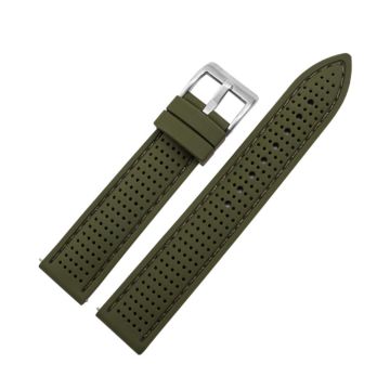 Huawei Watch GT 3 42mm / GT 3 Pro 43mm Watch band 20mm Silicone Wrist Strap - Silver Buckle / Army Green+Green Thread