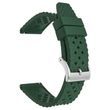 Huawei Watch GT 3 42mm / GT 3 Pro 43mm Watch Strap 20mm Fluorubber Wrist Band - Dark Green+Silver Buckle