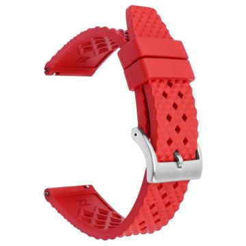 Huawei Watch GT 3 42mm / GT 3 Pro 43mm Watch Strap 20mm Fluorubber Wrist Band - Red+Silver Buckle