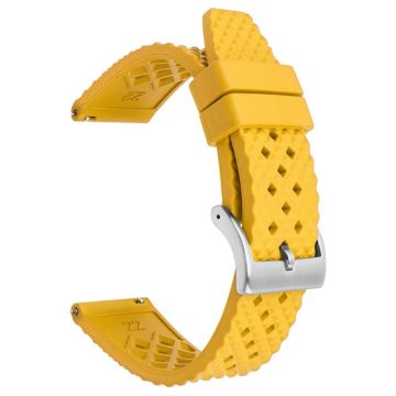 Huawei Watch GT 4 46mm / 4 Pro Strap 22mm Fluorubber Watch band  - Yellow+Silver Buckle