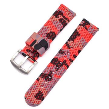 Huawei Watch GT 4 46mm / 4 Pro / 4 41mm Rubber Watchband 22mm Replacement Strap - Camouflage Red+Silver